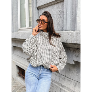 Veste à carreaux Alya - Ecru/Noir