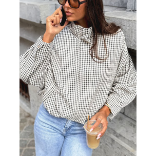 Veste à carreaux Alya - Ecru/Noir