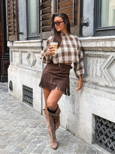 Blouse à motif tartan Aveline - Marron