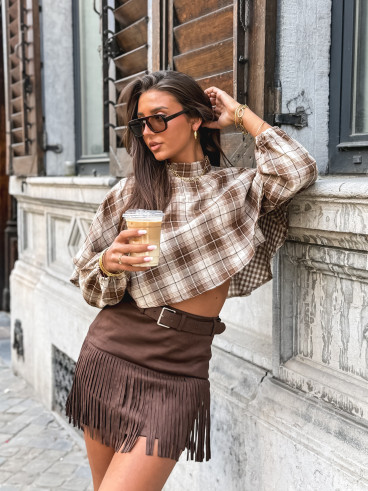 Blouse à motif tartan Aveline - Marron