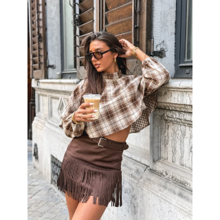 Blouse à motif tartan Aveline - Marron