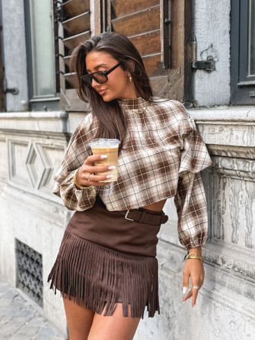 Blouse à motif tartan Aveline - Marron