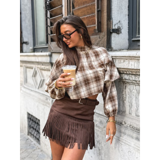 Blouse à motif tartan Aveline - Marron