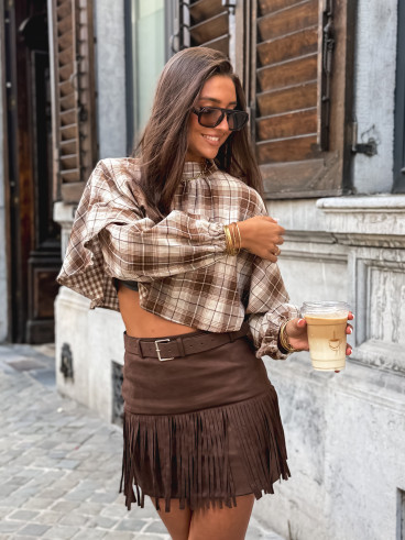 Blouse à motif tartan Aveline - Marron