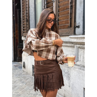 Blouse à motif tartan Aveline - Marron