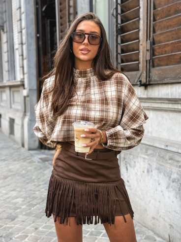 Blouse à motif tartan Aveline - Marron