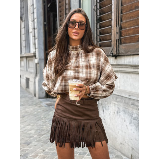 Blouse à motif tartan Aveline - Marron