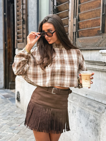 Blouse à motif tartan Aveline - Marron