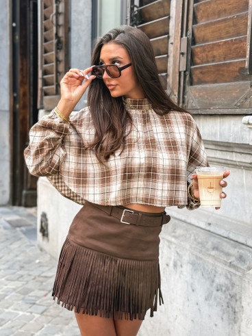 Blouse à motif tartan Aveline - Marron