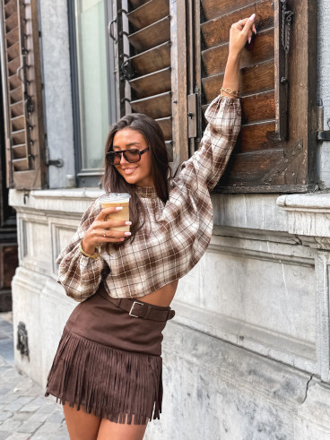 Blouse à motif tartan Aveline - Marron