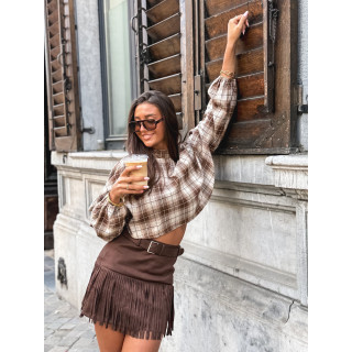 Blouse à motif tartan Aveline - Marron