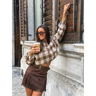 Blouse à motif tartan Aveline - Marron