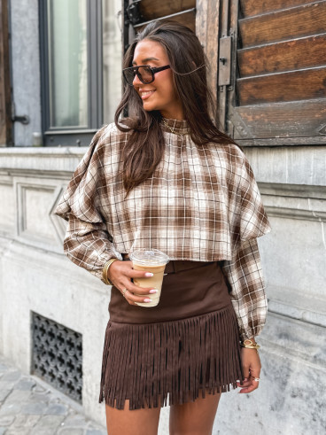 Blouse à motif tartan Aveline - Marron