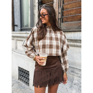 Blouse à motif tartan Aveline - Marron