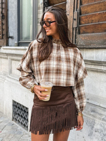 Blouse à motif tartan Aveline - Marron