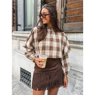 Blouse à motif tartan Aveline - Marron