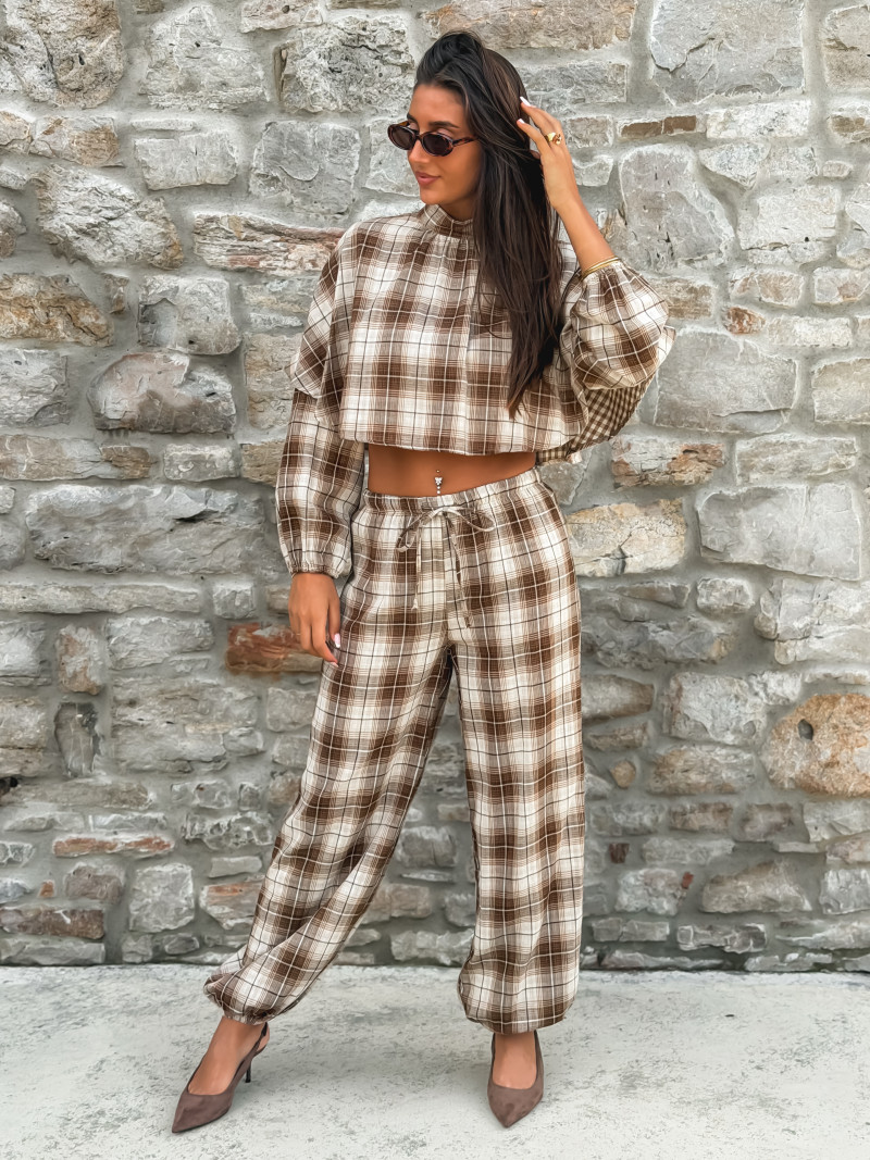 Pantalon à carreaux Edénia - Beige/Camel Pantalon à carreaux Edénia - Beige/Camel