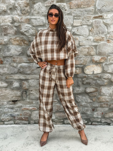 Pantalon à carreaux Edénia - Beige/Camel Pantalon à carreaux Edénia - Beige/Camel
