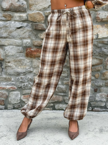 Pantalon à carreaux Edénia - Beige/Camel Pantalon à carreaux Edénia - Beige/Camel