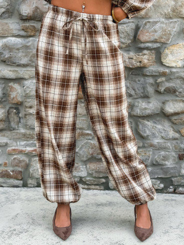 Pantalon à carreaux Edénia - Beige/Camel Pantalon à carreaux Edénia - Beige/Camel