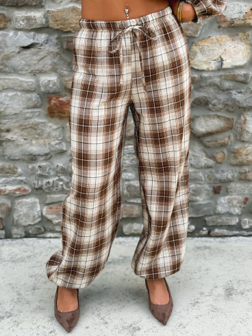 Pantalon à carreaux Edénia - Beige/Camel Pantalon à carreaux Edénia - Beige/Camel