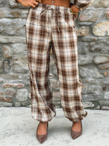 Pantalon à carreaux Edénia - Beige/Camel Pantalon à carreaux Edénia - Beige/Camel