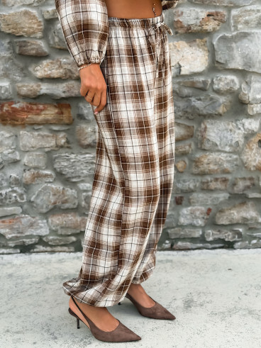 Pantalon à carreaux Edénia - Beige/Camel Pantalon à carreaux Edénia - Beige/Camel