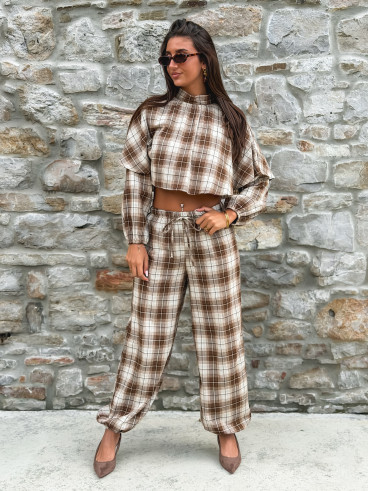 Pantalon à carreaux Edénia - Beige/Camel Pantalon à carreaux Edénia - Beige/Camel