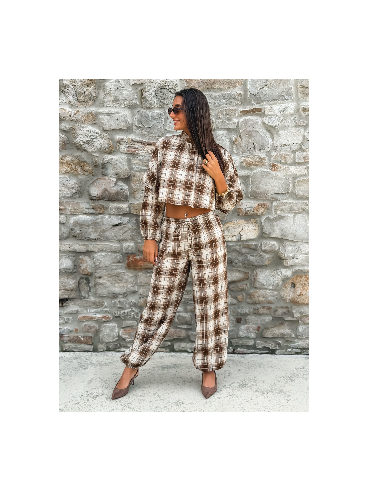 Pantalon à carreaux Edénia - Beige/Camel Pantalon à carreaux Edénia - Beige/Camel