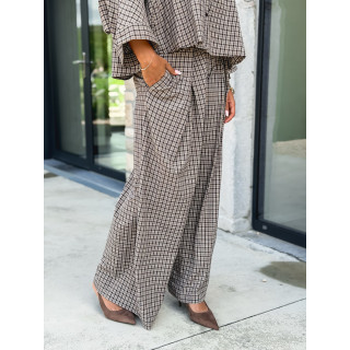 Pantalon à carreaux Elinor - Beige/Chocolat