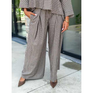 Pantalon à carreaux Elinor - Beige/Chocolat