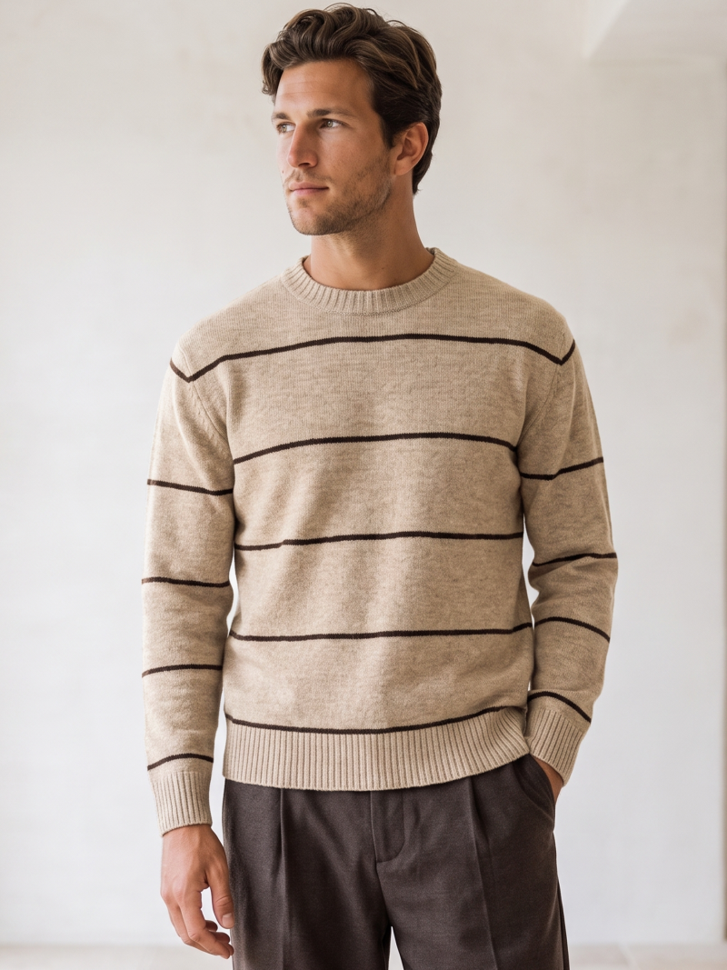 Pull ligné Léon - Beige Pull ligné Léon - Beige
