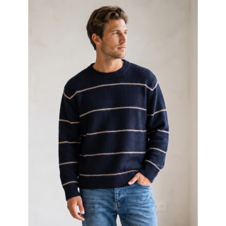 Pull ligné Léon - Bleu marine