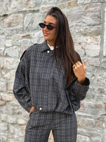 Veste à carreaux Kitana - Gris foncé