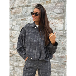 Veste à carreaux Kitana - Gris foncé