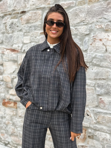 Veste à carreaux Kitana - Gris foncé