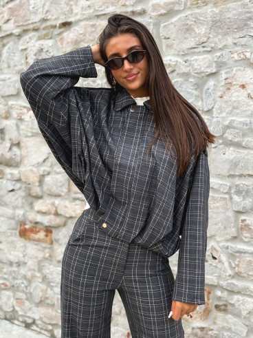 Veste à carreaux Kitana - Gris foncé
