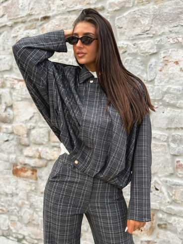 Veste à carreaux Kitana - Gris foncé