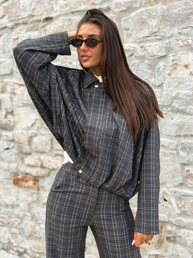 Veste à carreaux Kitana - Gris foncé