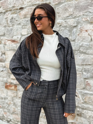 Veste à carreaux Kitana - Gris foncé