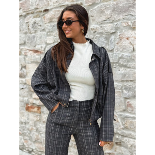 Veste à carreaux Kitana - Gris foncé