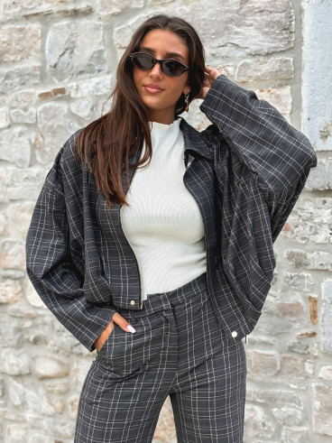 Veste à carreaux Kitana - Gris foncé
