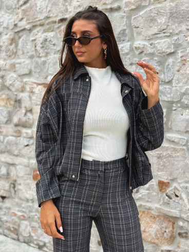 Veste à carreaux Kitana - Gris foncé