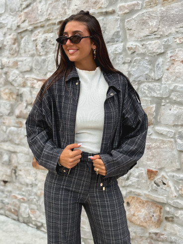 Veste à carreaux Kitana - Gris foncé