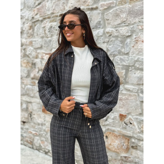 Veste à carreaux Kitana - Gris foncé