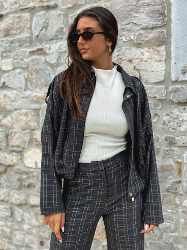 Veste à carreaux Kitana - Gris foncé