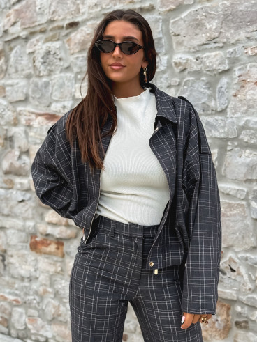Veste à carreaux Kitana - Gris foncé