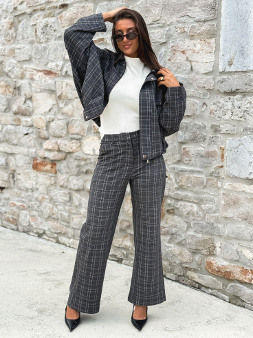 Veste à carreaux Kitana - Gris foncé