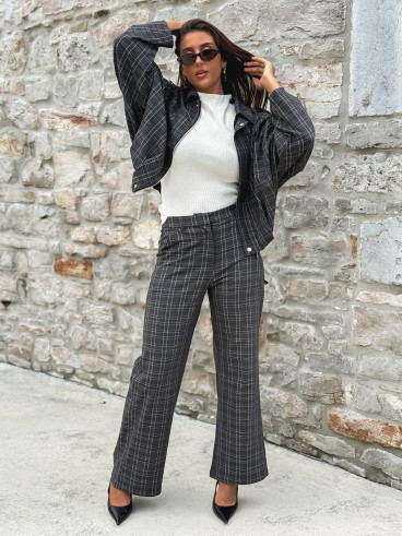 Veste à carreaux Kitana - Gris foncé