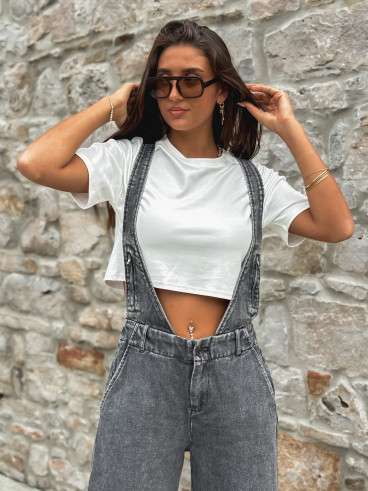 Salopette en jeans Analia - Gris